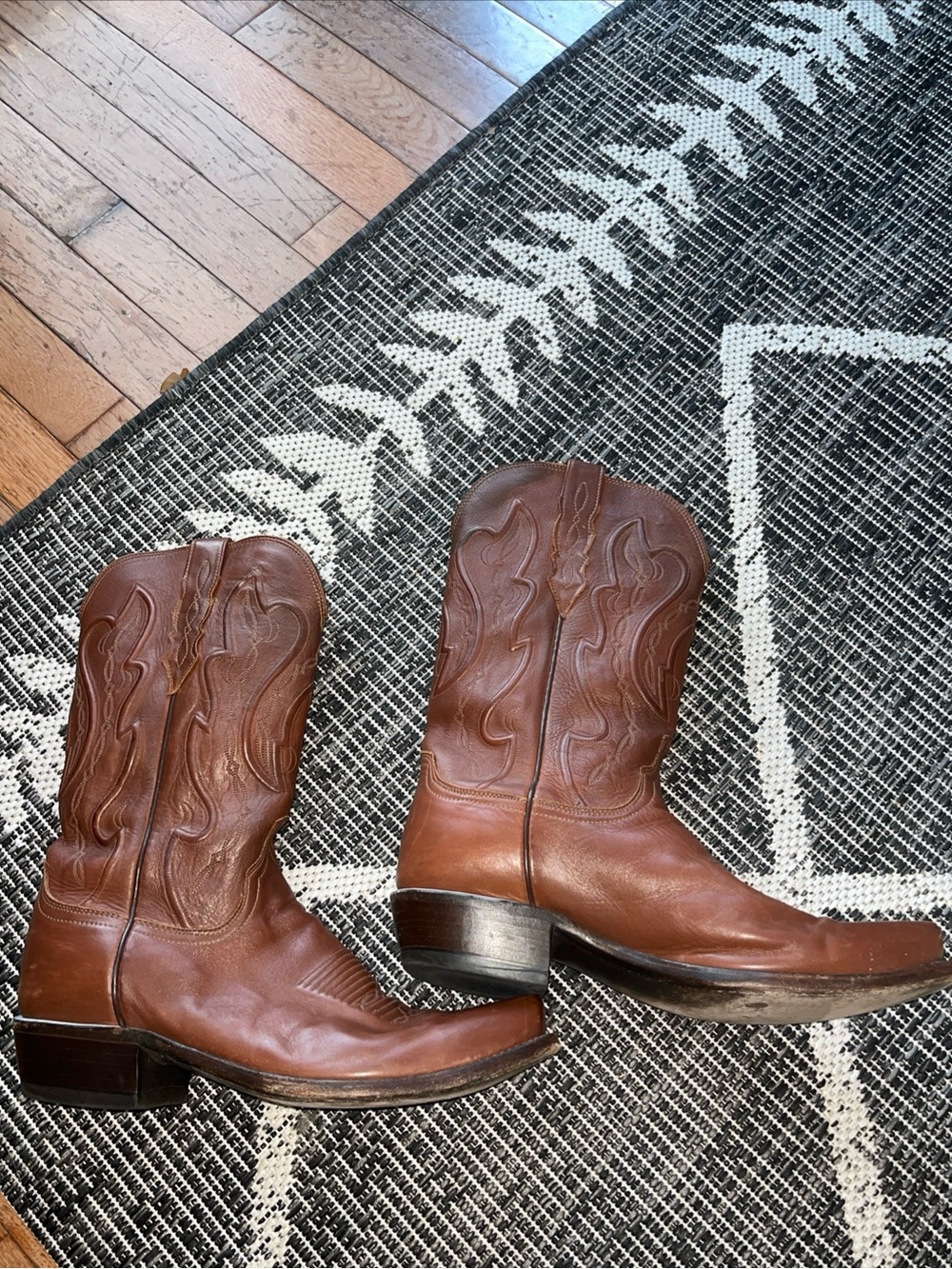 Men’s Lucchese Bootmaker Western Boots Size 9 1/2D Cognac M10047 4 Made In USA